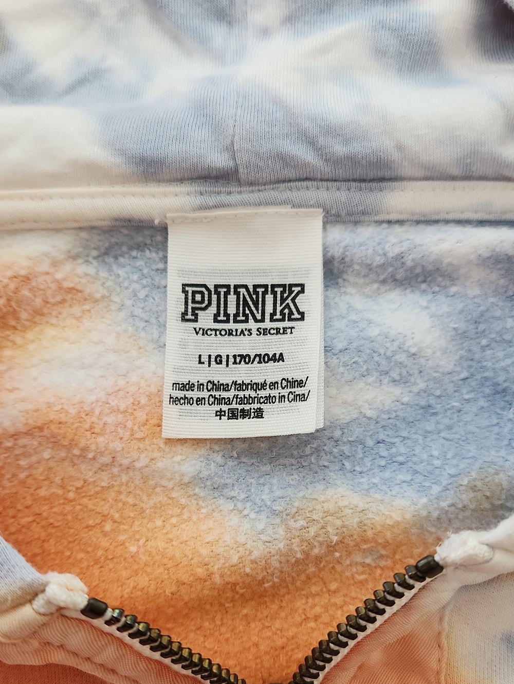 PINK Victoria's Secret Pastel Tie Dye Cropped Batwing Slouchy Hoodie L - Picture 7 of 16